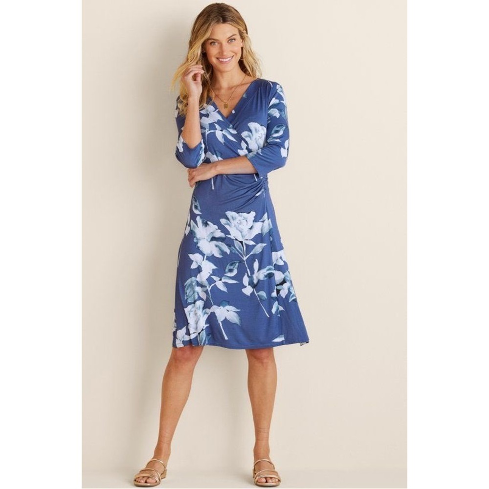 Soft Surroundings NWT Women's Hyannis‎ Dress True Navy Rose Jersey- Size 1X